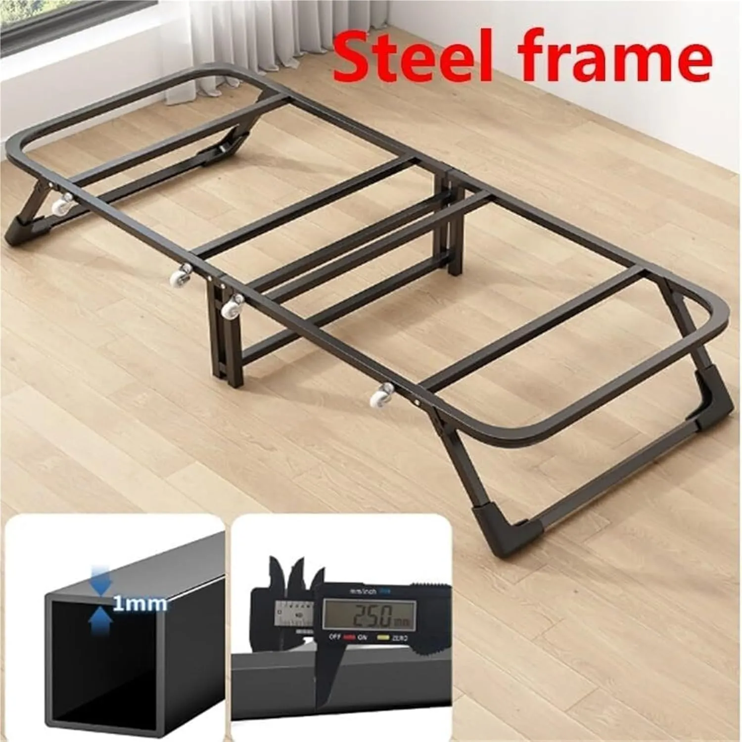 Folding Camping Cot,Camping Cot for Adults, Portable Foldable Cot with Steel Frame Rollaway Guest Bed with 4 Wheels Space-Saving Adult Beds Easy Assembly & Moving(182 * 70 * 35cm)