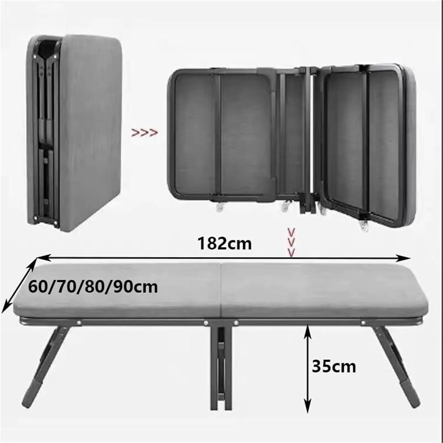 Folding Camping Cot,Camping Cot for Adults, Portable Foldable Cot with Steel Frame Rollaway Guest Bed with 4 Wheels Space-Saving Adult Beds Easy Assembly & Moving(182 * 70 * 35cm)