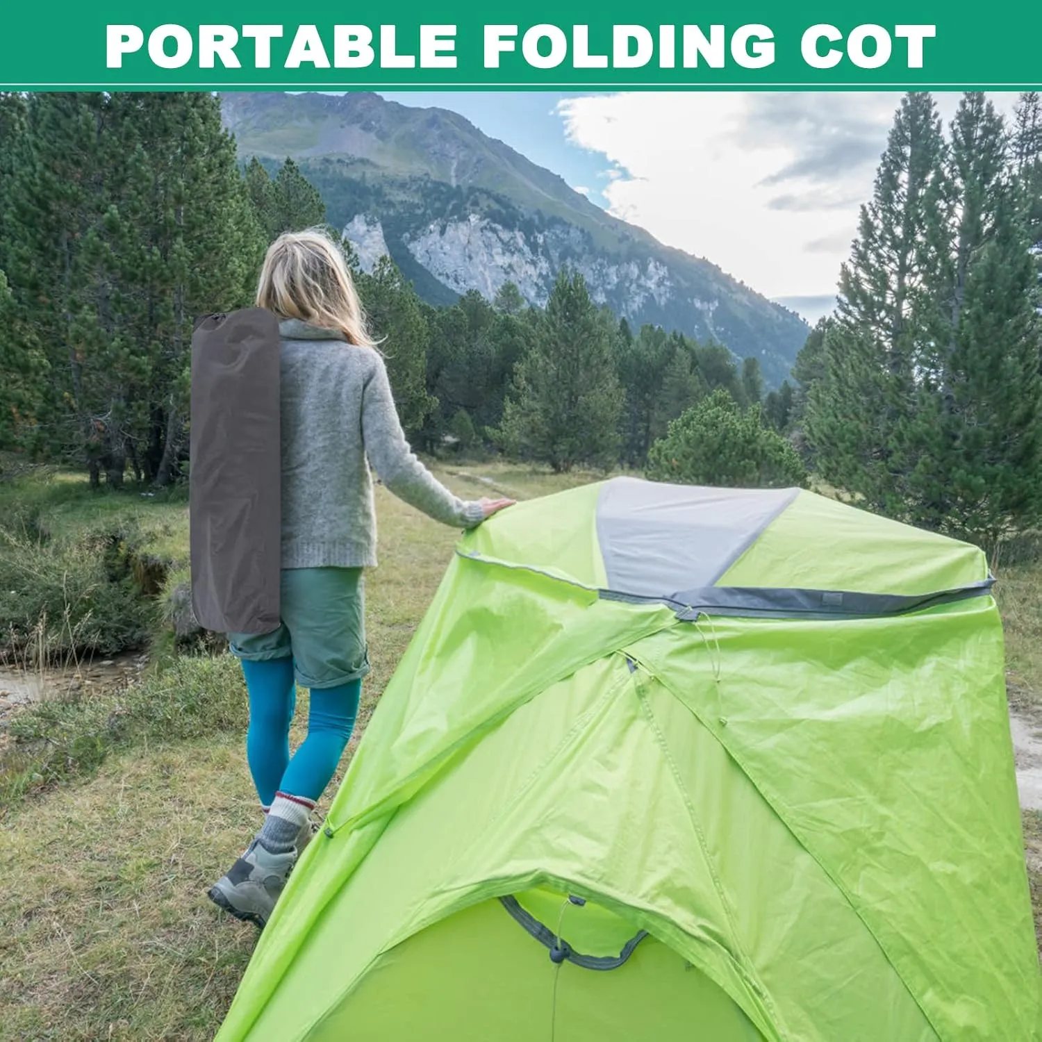 Folding Camping Cot,Double Layer Oxford Portable Travel Camp Cots,Portable Sleeping Bed Cots for Camp Office Use Outdoor Cot Bed for Traveling