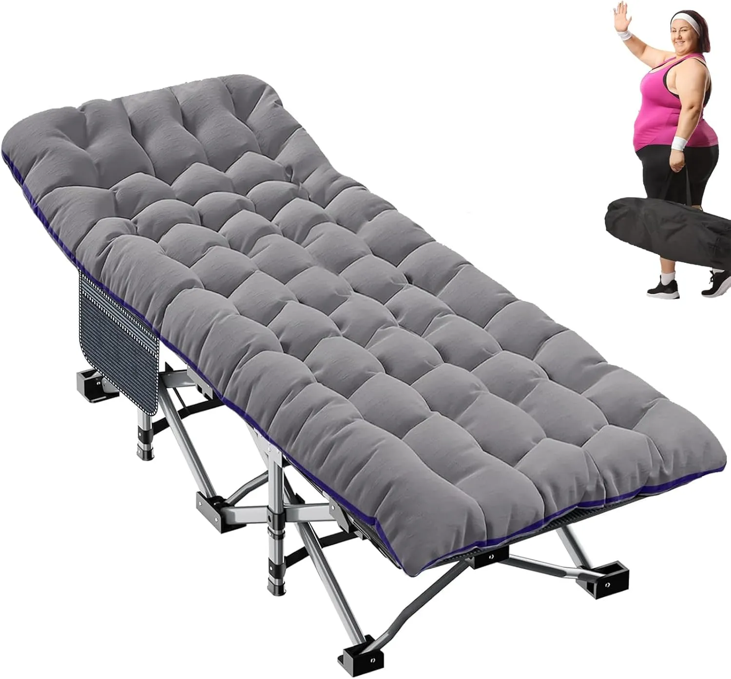 Folding Camping Cot,Double Layer Oxford Portable Travel Camp Cots,Portable Sleeping Bed Cots for Camp Office Use Outdoor Cot Bed for Traveling