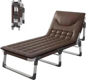 Folding Camping Cots for Adults with Extra Wide 5-Position Backrest Adjustment, Sleeping Cots for Adults with Mattress Single, Supports 441 lbs