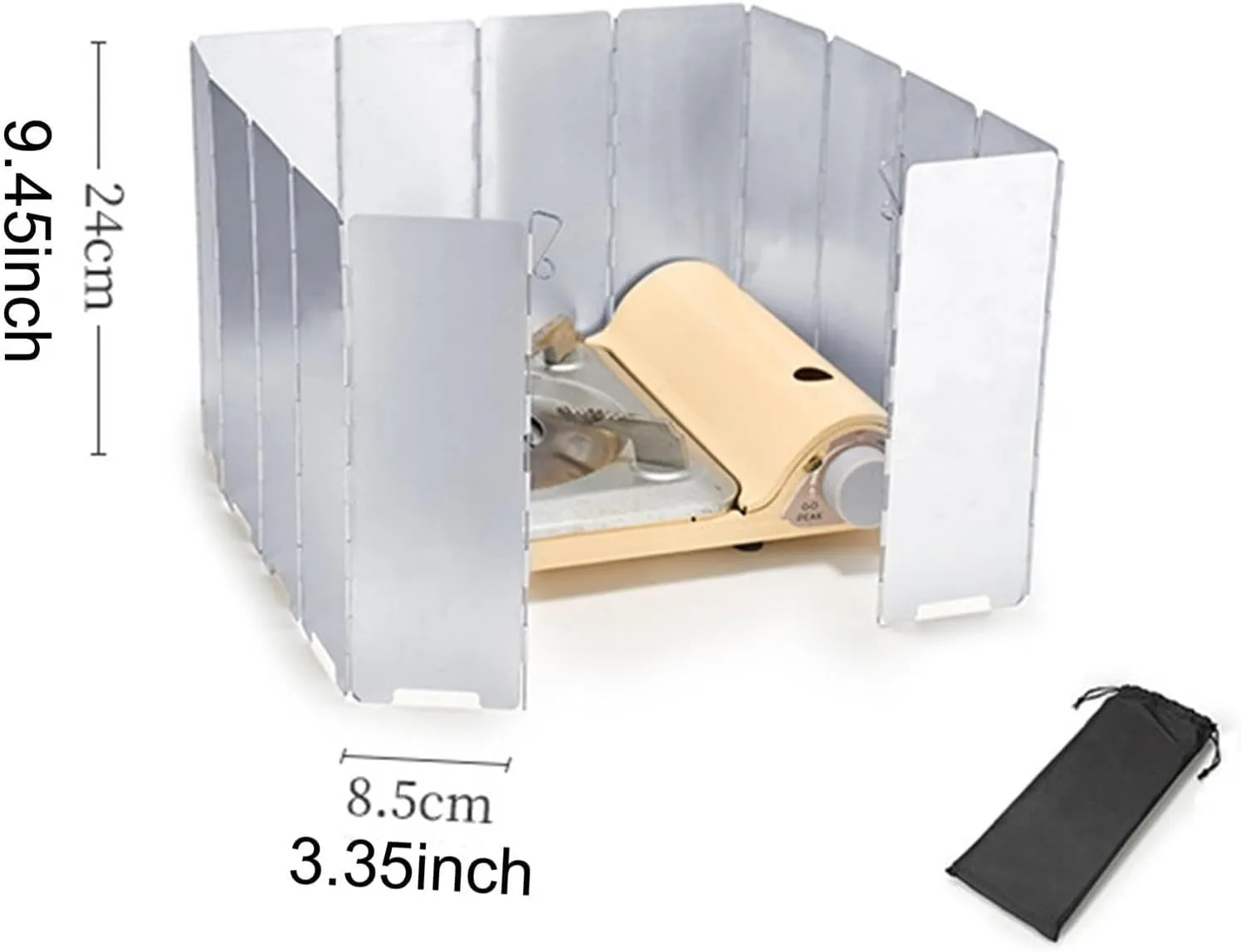 Folding Camping Stove Windscreen, Camp Stove Wind Guard Gas Burner Wind Protector for Backpacking, Outdoor, Cooking, 14 Plates