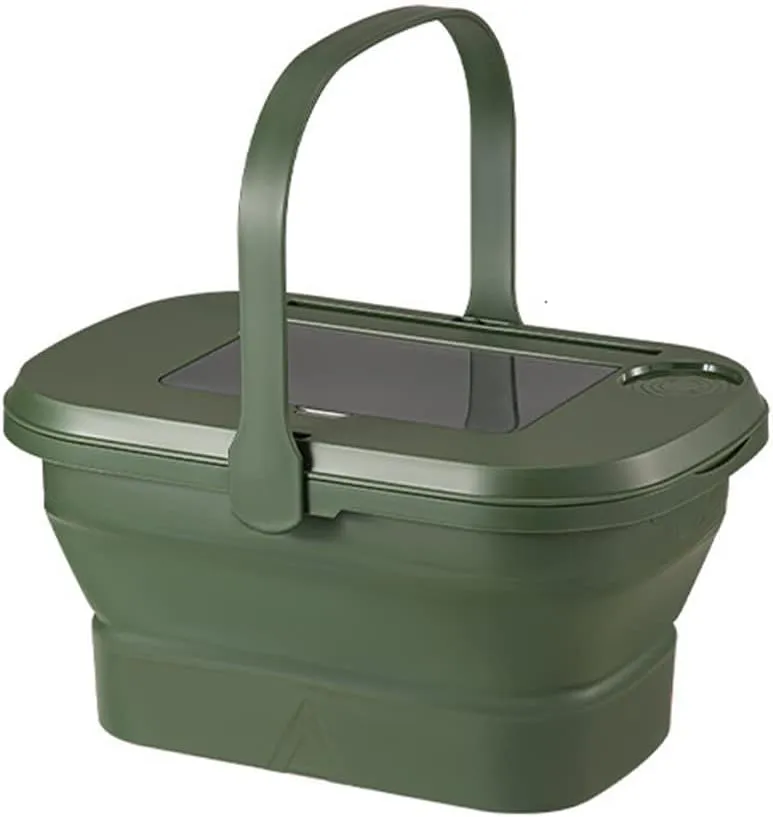 Folding Picnic Camping Storage Basket Large Capacity Outdoor BBQ Fishing Beverages and Fruits Storage Box Portable Spring Outing Hand Bucket