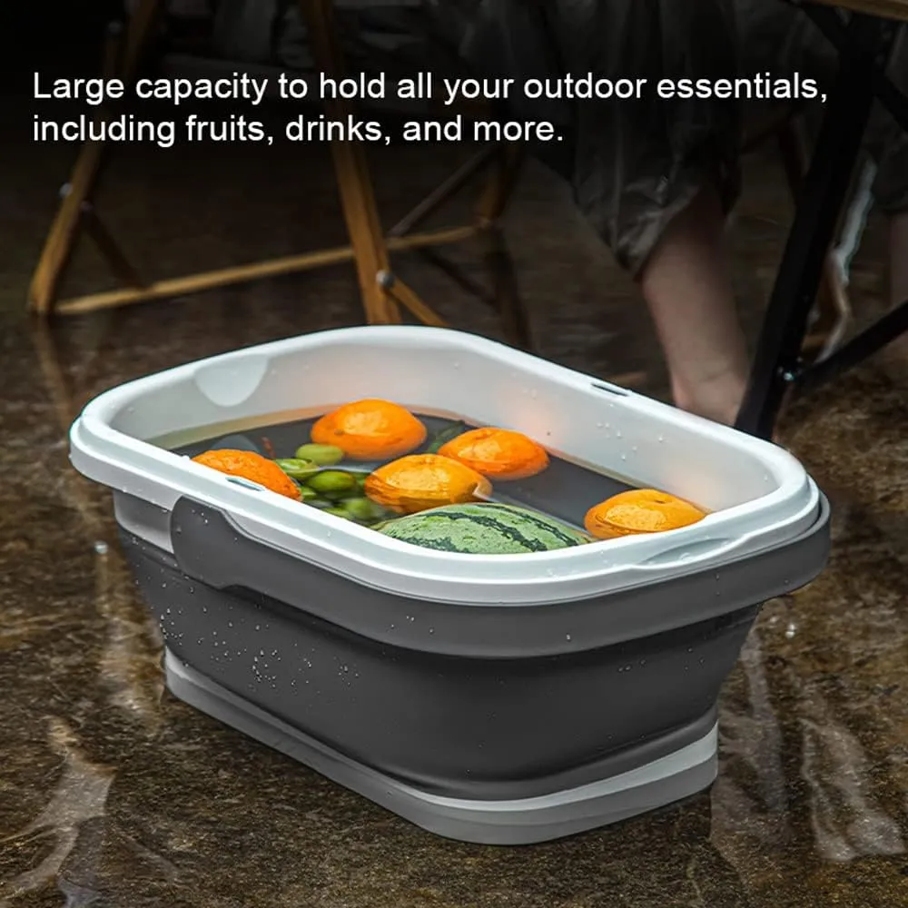 Folding Picnic Camping Storage Basket Large Capacity Outdoor BBQ Fishing Beverages and Fruits Storage Box Portable Spring Outing Hand Bucket