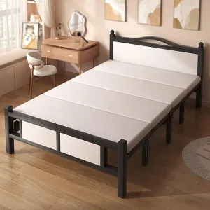 Folding Sleeping Cot Four Sections, Camping Cot Supports 350kg, Cots for Camping Comfortable Back Folding Does not Occupy Land, Sleeping Cot(Black)