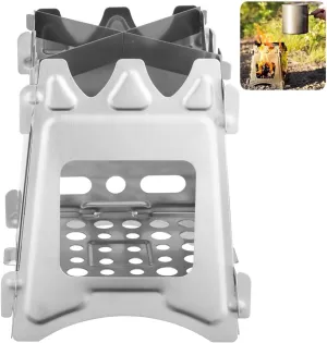 Folding Stainless Steel Camping Stove, Portable Wood Burning Stove for Outdoor Adventures, Easy to Carry & Use