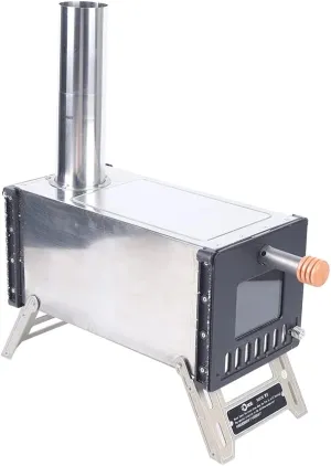Folding Stainless Steel Mini Tent Wood Stove Portable Burning Stove for Heating Cooking Garden Camping