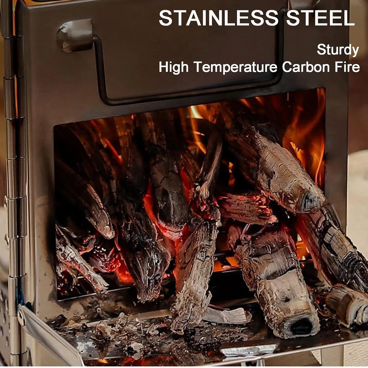 Folding Stove for Camping, Wood Stove Portable Campfire, Camping Cookware, Wood Burner Stove Stainless Steel Foldable, Camping Tent Grill Wood Stove, with Grill   Tote Bag(L)