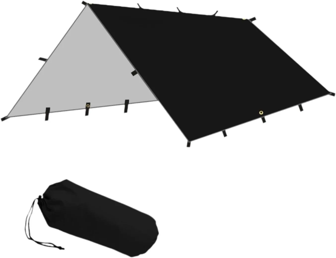 Folding Tent Shelter Camping Tarp Waterproof 300x300cm Polyester Fabric for Backpacking Portable Accessories Versatile Canopy, Black