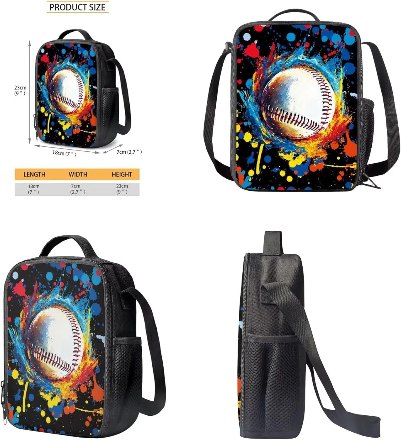 FOR U DESIGNS 3 in 1 Backpack Kids Boys 7-8 Baseball Lightweight School Bag and Lunch Bag Set 17 Inch Kindergarten Elementary Bookbag for School 6th Grade Back Pack