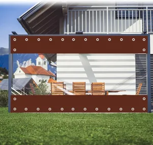 FoundGo 2x2.5m（79" H x 98" W） Outdoor Vinyl Curtain [16oz/14mil 0.3mm] Heavy Duty Clear Tarp Waterproof Vinyl Tarps Waterproof & UV Resistant Vinyl Patio Enclosure - Height x Width