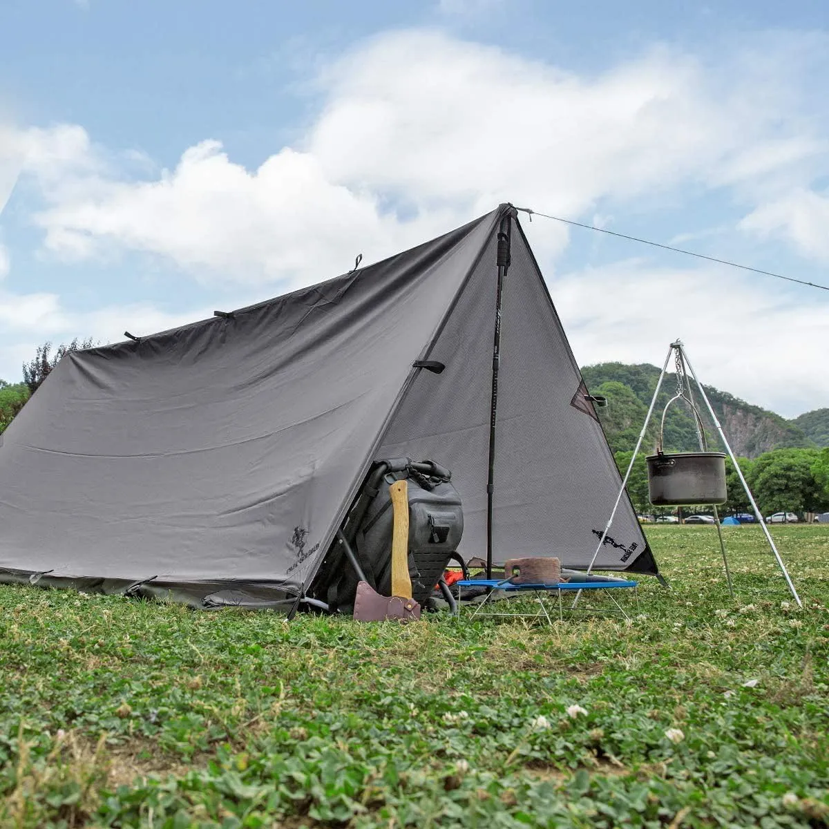 FREE SOLDIER Waterproof Portable Tarp Multifunctional Outdoor Camping Traveling Awning Backpacking Tarp for Shelter Rain (Gray 10×10.5ft)