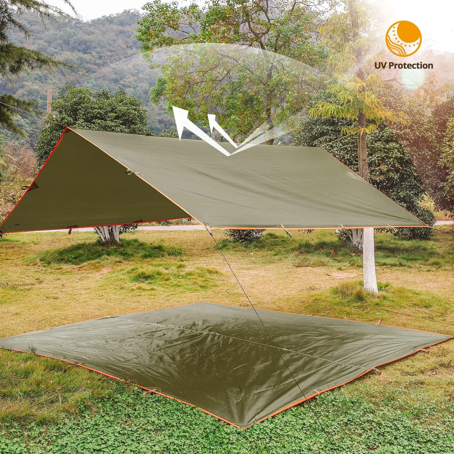 FREE SOLDIER Waterproof Portable Tarp Multifunctional Outdoor Camping Traveling Awning Backpacking Tarp Shelter Rain Tarp (Camo 10×10.5ft)