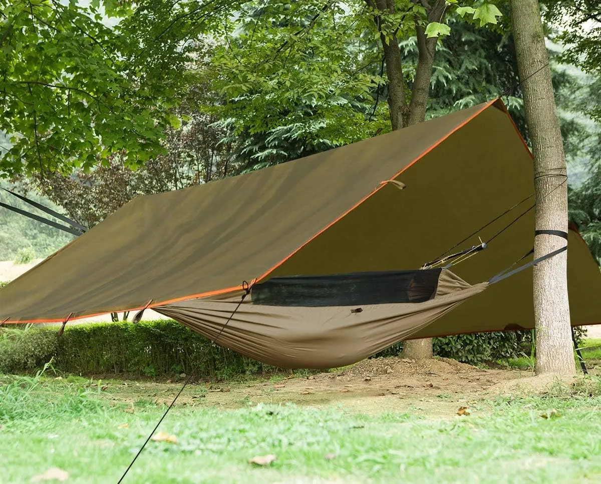 FREE SOLDIER Waterproof Portable Tarp Multifunctional Outdoor Camping Traveling Awning Backpacking Tarp Shelter Rain Tarp (Camo 10×10.5ft)