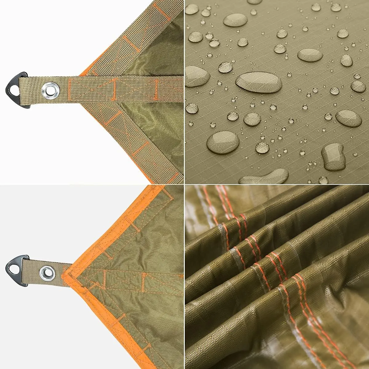 FREE SOLDIER Waterproof Portable Tarp Multifunctional Outdoor Camping Traveling Awning Backpacking Tarp Shelter Rain Tarp (Greenish Brown 6 Loop 10×12ft)