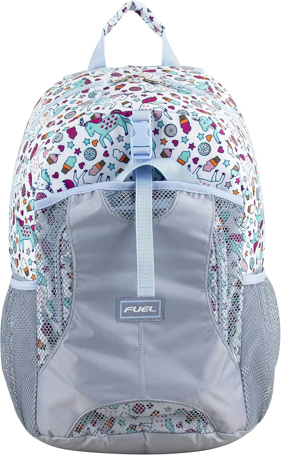 FUEL Lunch Backpack Set Water Resistant Dome Bookbag Bag Soft Reusable Insulated Cooler Lunch Box Thermal Travel Office Lunch Bag, Unicorn Donuts