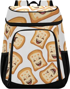 Funny Sliced Toast Bread Cooler Backpack Cooler Insulated Leak Proof Lunch Backpack 36 Cans Waterproof Soft for Men Women Picnic Hiking Camping Beach