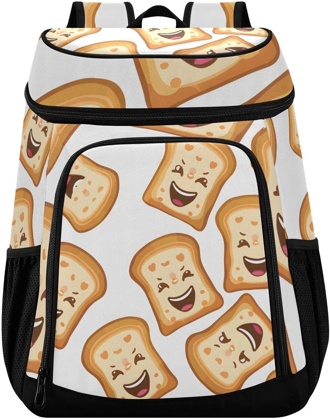 Funny Sliced Toast Bread Cooler Backpack Cooler Insulated Leak Proof Lunch Backpack 36 Cans Waterproof Soft for Men Women Picnic Hiking Camping Beach