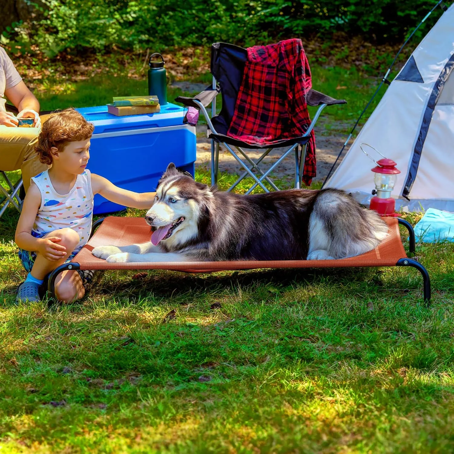 FurHaven Elevated Pet Cots - Cooling & Breathable Nylon Mesh Hammock for Large Dogs/Easy-to-Assemble / / Durable and Reinforced/Perfect for Rest & Relaxation Outdoors - Terracotta Red, Extra Large