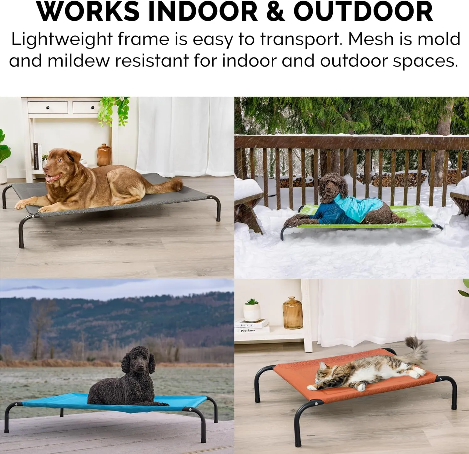 FurHaven Elevated Pet Cots - Cooling & Breathable Nylon Mesh Hammock for Small Dogs & Cats/Easy-to-Assemble / / Durable and Reinforced/Perfect for Rest & Relaxation Outdoors - Graphite Gray, Small