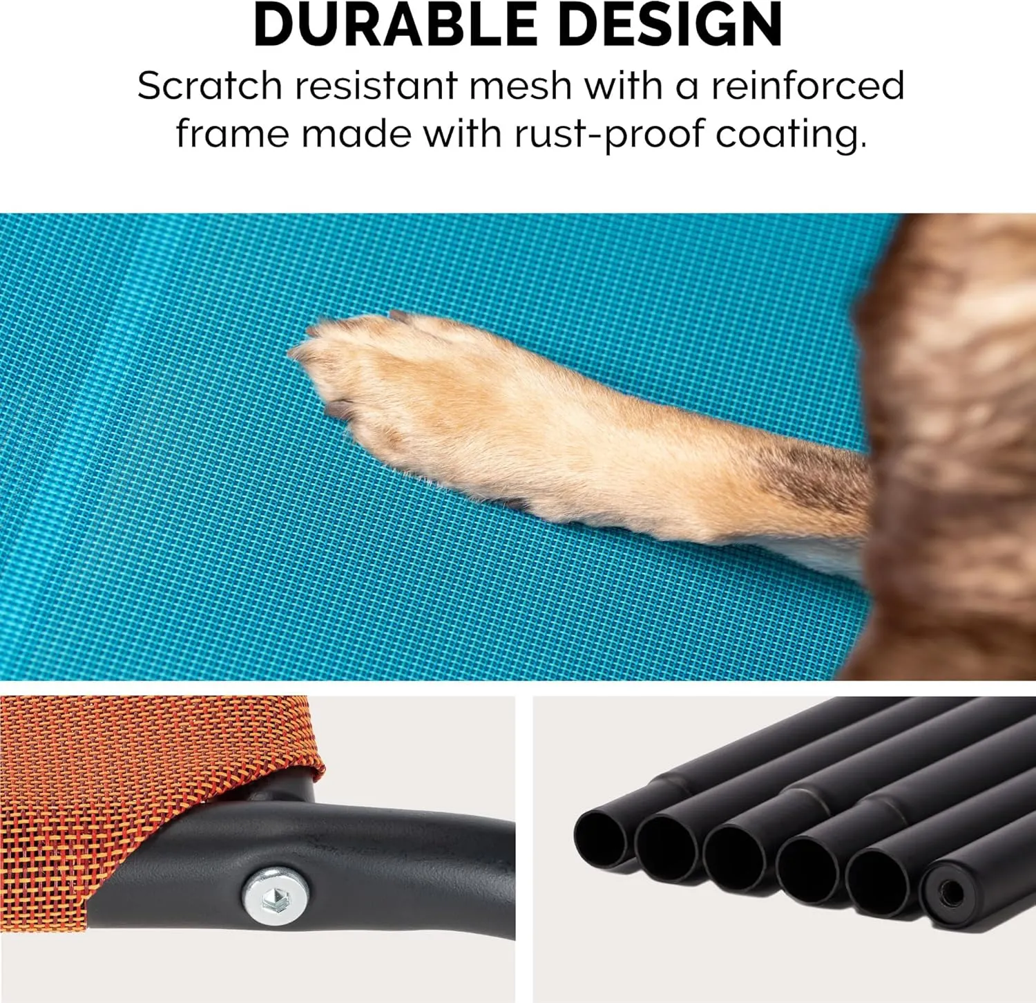 FurHaven Elevated Pet Cots - Cooling & Breathable Nylon Mesh Hammock for Small Dogs & Cats/Easy-to-Assemble / / Durable and Reinforced/Perfect for Rest & Relaxation Outdoors - Graphite Gray, Small