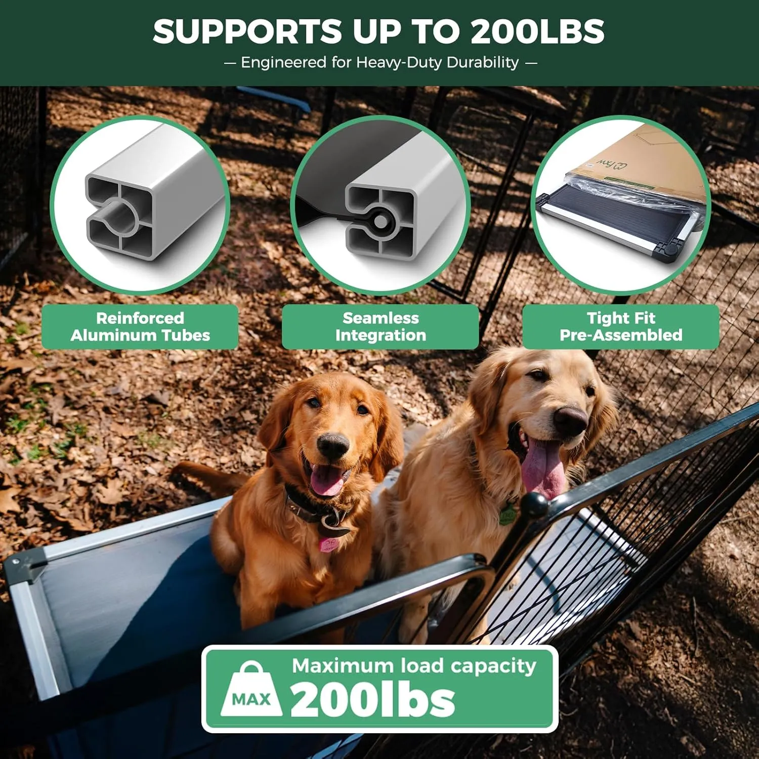 FXW TitanNest Chew-Proof Elevated Dog Bed, Padded Cot for Outdoor/Camping/Indoor Use, Durable & Washable Pet Bed for Medium and Large Dogs, 42-Inch, Grey