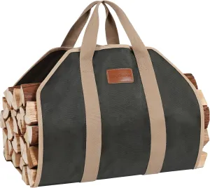 G GOOD GAIN Firewood Carrier with Handles, Wood Carrier for Firewood, 39x18 Inch Heavy Duty Firewood Storage Tote, Fireplace Log Carrier Indoor Bag, Wood Stove Accessories. ArmyGreen