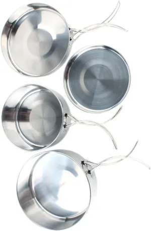 Garneck 4pcs Stainless Steel Cookware Set Pots Cooking Pans for Outdoor Camping Hiking and Kitchen Use Lightweight Cooking Supplies for People