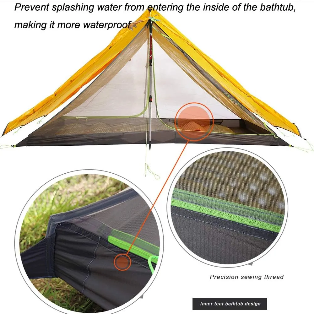 Gear 2person 20D Silicone, Windproof,Large Space,Ultralight 2Tower Rainstorm 2 Tent for Camping,Hiking Without Trekking Pole