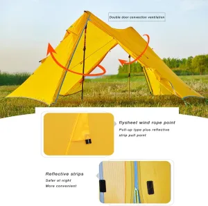 Gear 2person 20D Silicone, Windproof,Large Space,Ultralight 2Tower Rainstorm 2 Tent for Camping,Hiking Without Trekking Pole