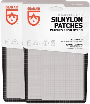 GEAR AID Tenacious Tape Silnylon Patches for Silicone Tent and Tarp Repair, 3”x5”