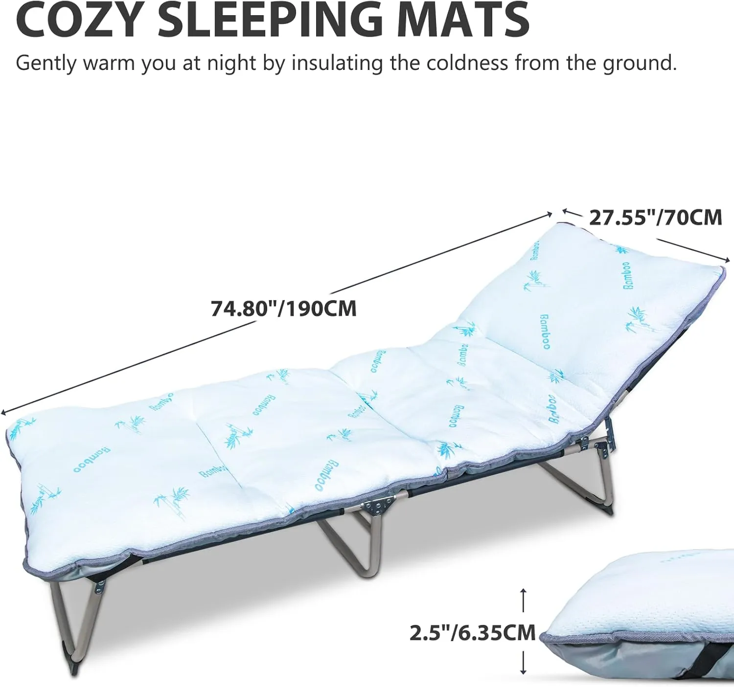 Gehannah Sleeping cot Pads for Camping - Soft Comfortable Foldable Cot Mattress for Adults, Lightweight Sleeping Mat for Outdoor & Indoor, Picnic, Hiking, Backpacking