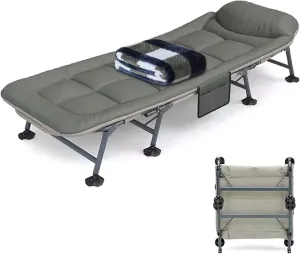Generic Fold up Beds for Adults Eight Legged Support Folding Camping Cot Six Adjustable Backrests Portable Folding Outdoor Cot for Outdoor Travel Camp Beach Vacation(Green B 190 * 65 * 42cm)