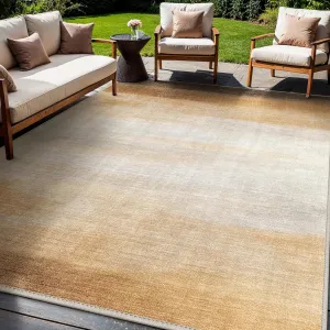 GENIMO Outdoor Indoor Area Rug 5'x7', Waterproof, Non-Shedding, Easy Cleaning, Abstract Mat for Patio, Living Room, Balcony, Dining Room, Deck, RV, Bedroom, Camping, Outside Carpet, Brown & Beige