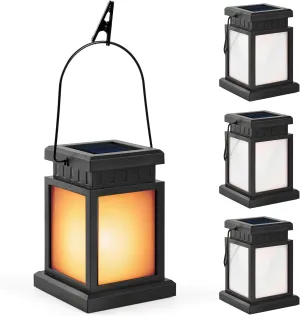 GIGALUMI Solar Lanterns Outdoor Waterproof, 4 Pack Hanging Solar Lanterns for Outside, Flame Effect Outdoor Lights for Pathway, Garden, Patio, Lawn, Porch, Gazebo, Tent, Tree, Yard(Flickering Lights)