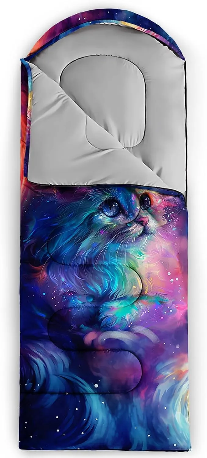 Girls Unicorn Camping Sleeping Bag,Lightweight & Waterproof,3 Season Warm & Cold Weather,Portable,Beautiful Purple Lavender Sleeping Bag for Boys Girls Adults,Traveling,Camping,Hiking