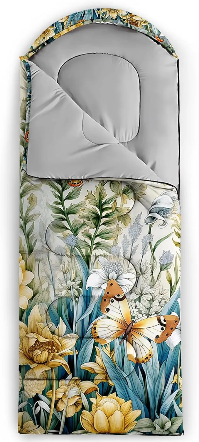 Girls Unicorn Camping Sleeping Bag,Lightweight & Waterproof,3 Season Warm & Cold Weather,Portable,Beautiful Purple Lavender Sleeping Bag for Boys Girls Adults,Traveling,Camping,Hiking