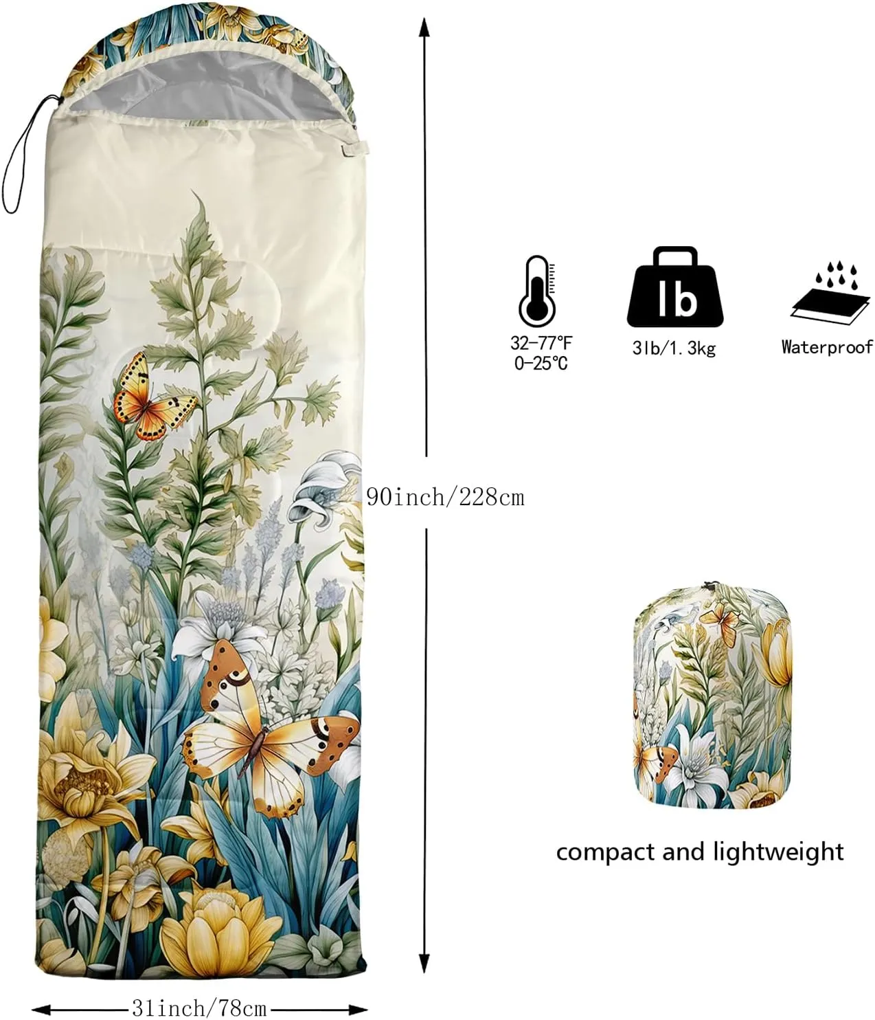 Girls Unicorn Camping Sleeping Bag,Lightweight & Waterproof,3 Season Warm & Cold Weather,Portable,Beautiful Purple Lavender Sleeping Bag for Boys Girls Adults,Traveling,Camping,Hiking