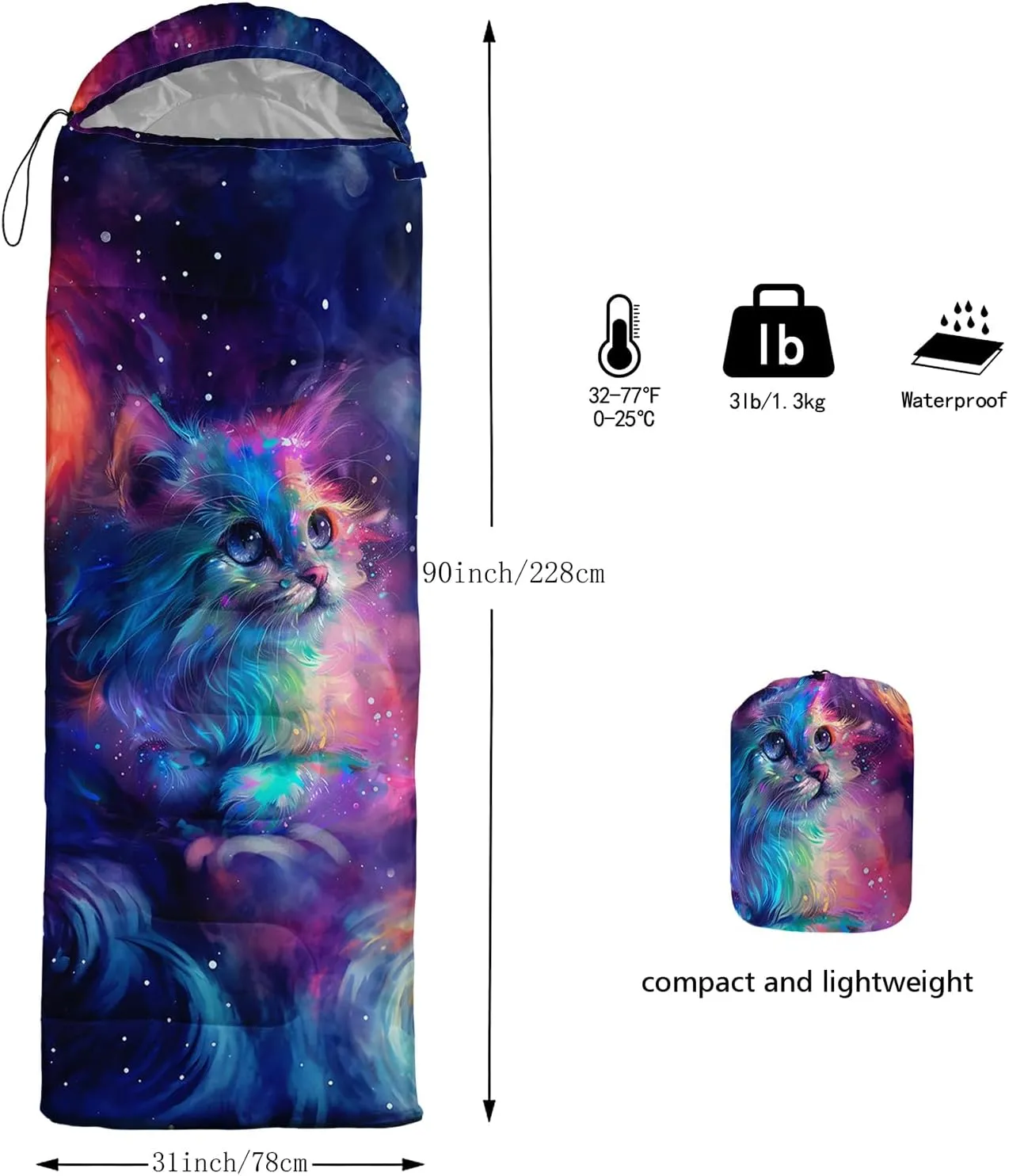 Girls Unicorn Camping Sleeping Bag,Lightweight & Waterproof,3 Season Warm & Cold Weather,Portable,Beautiful Purple Lavender Sleeping Bag for Boys Girls Adults,Traveling,Camping,Hiking