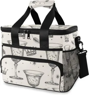 Glass Crown Grey Cooler Bag Insulated Cooler Soft Sided Cooler 24 Can Portable Picnic Bag Large Leakproof Lunch Bag Box for Beach Grocery Camping Travel Car Men Women