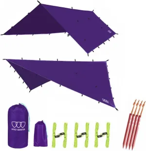 Gold Armour Rainfly Tarp Hammock, Premium 14.7ft/12ft/10ft/8ft Rain Fly Cover, Waterproof Ultralight Camping Shelter Canopy, Survival Equipment Gear Camping Tent Accessories (Purple 10ft x 8ft)