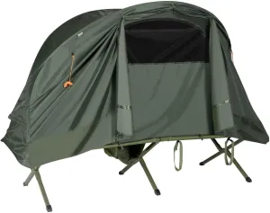 Green 1 Person Camping Tent Compact Elevated Tent Set with Portable Carrying Bag Removable External Camp Cover Elevated Sleeping Cot Automatic Inflated Mattress with Pillow Enhanced Metal Frame