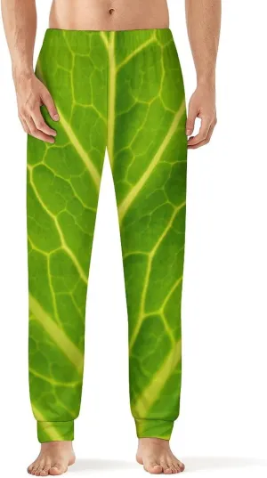 Green Cabbage Leaf Mens Pajama Pants,Lightweight Lounge Casual Sleep Pants for Men
