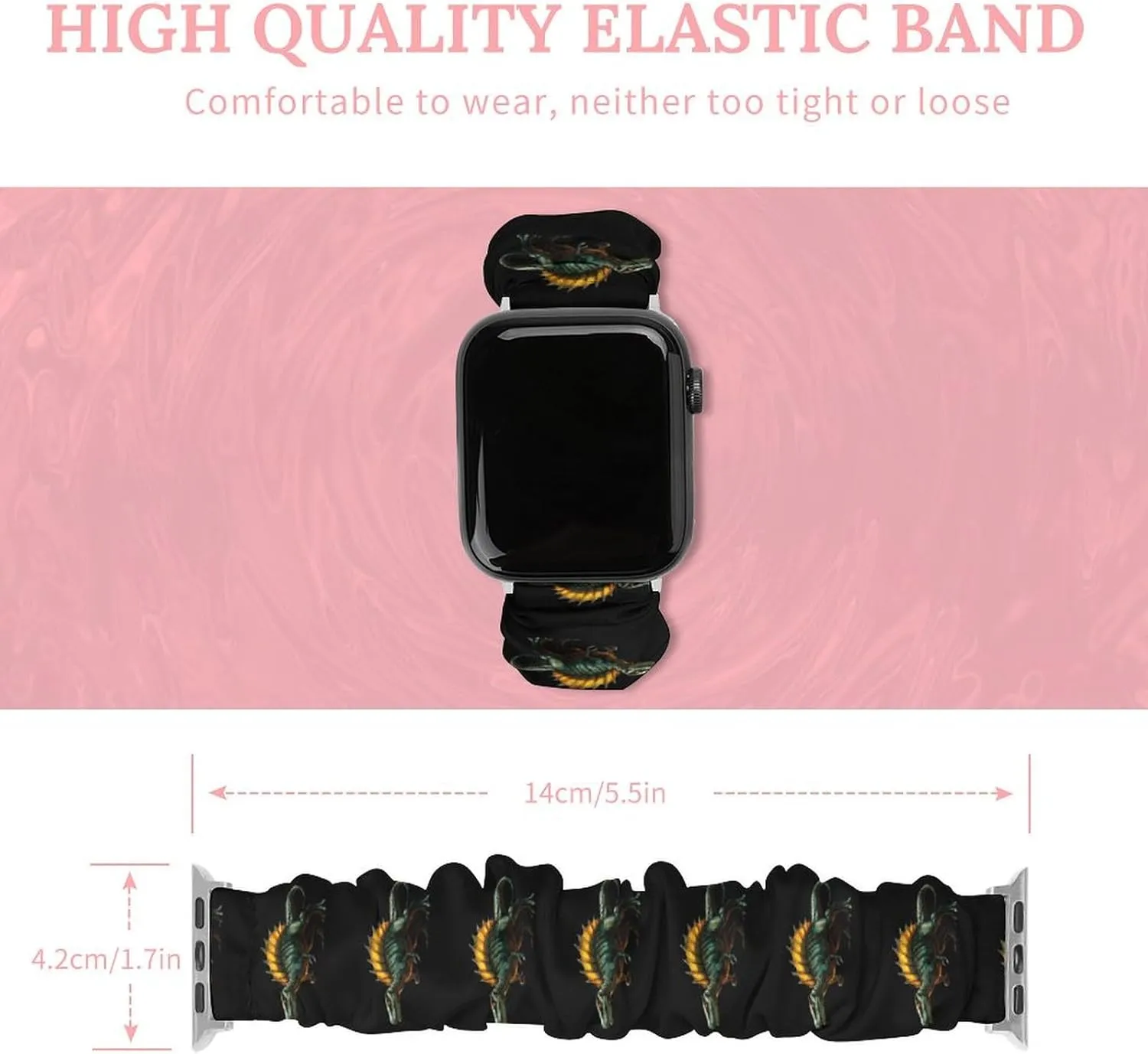 Green Dinosaur Fashion Watch Strap Scrunchies Wristbands Compatible With IWatch Series