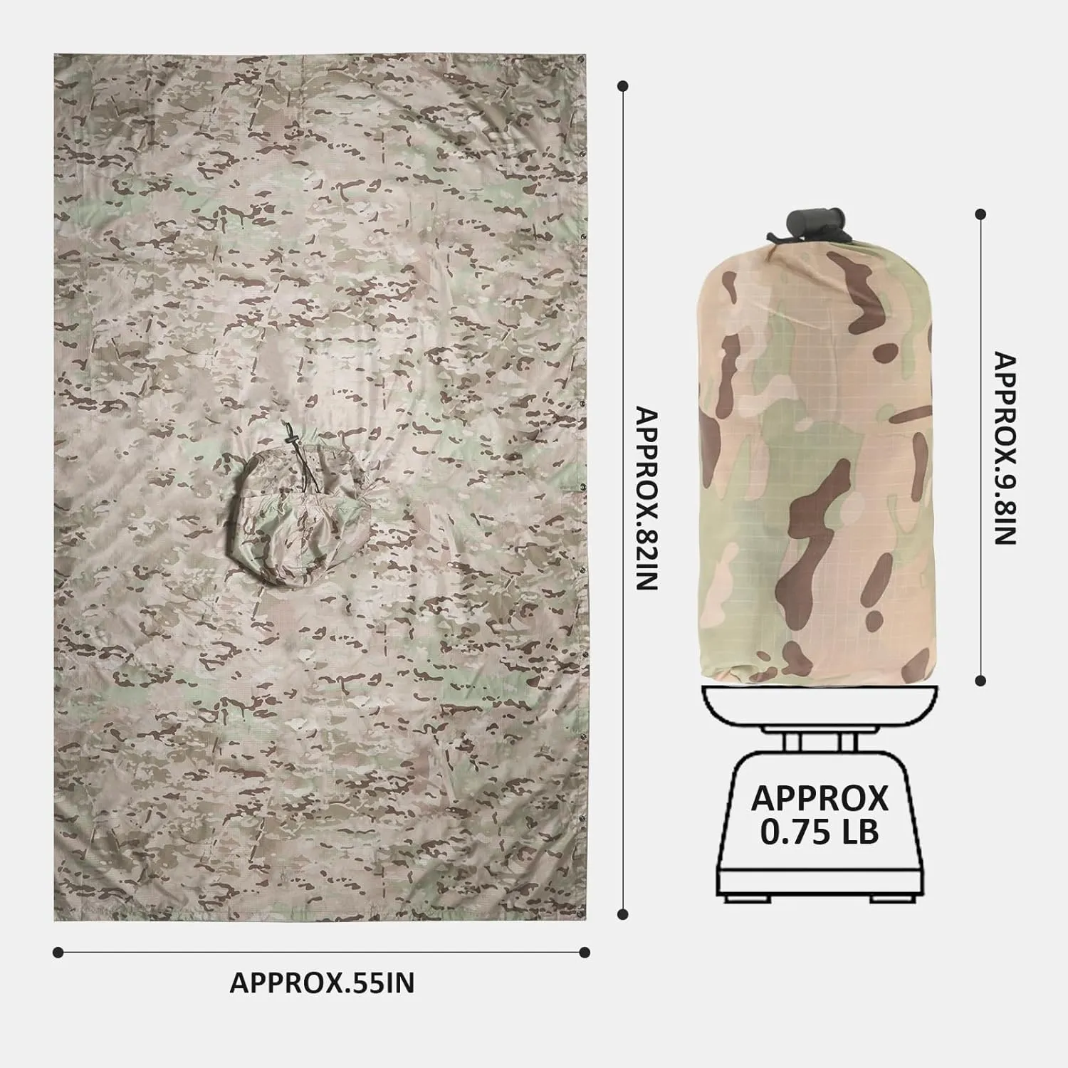 GRVCN Military Rain Poncho, Camouflage Raincoat Outdoor Waterproof Lightweight