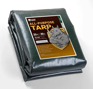 GUARD SHIELD Super Heavy Duty Green/Silver Poly Tarp Cover 20x30 Feet Waterproof 16mil Thick UV and Tear Resistant Tarpaulin with Grommets and Reinforced Edges