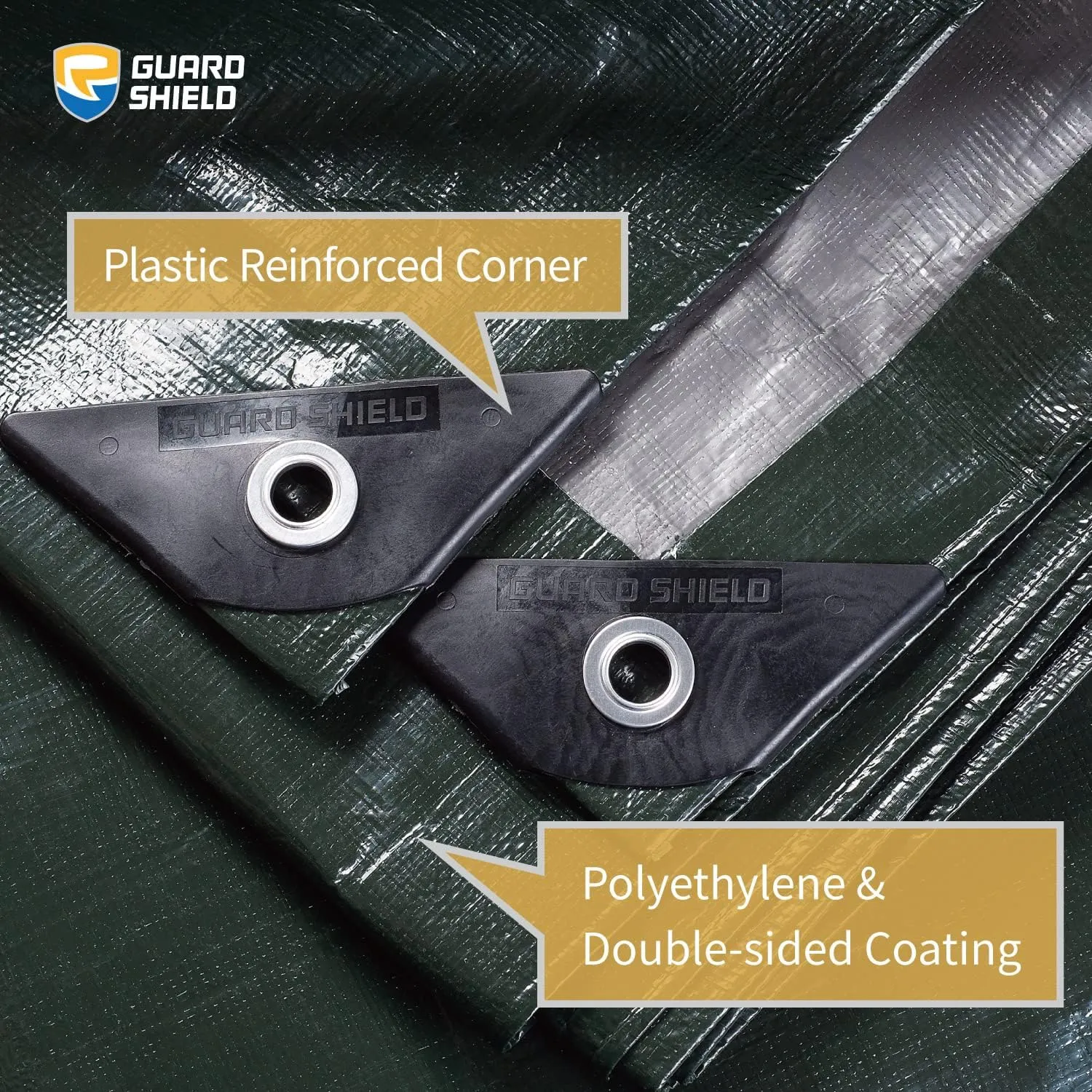 GUARD SHIELD Super Heavy Duty Green/Silver Poly Tarp Cover 20x30 Feet Waterproof 16mil Thick UV and Tear Resistant Tarpaulin with Grommets and Reinforced Edges