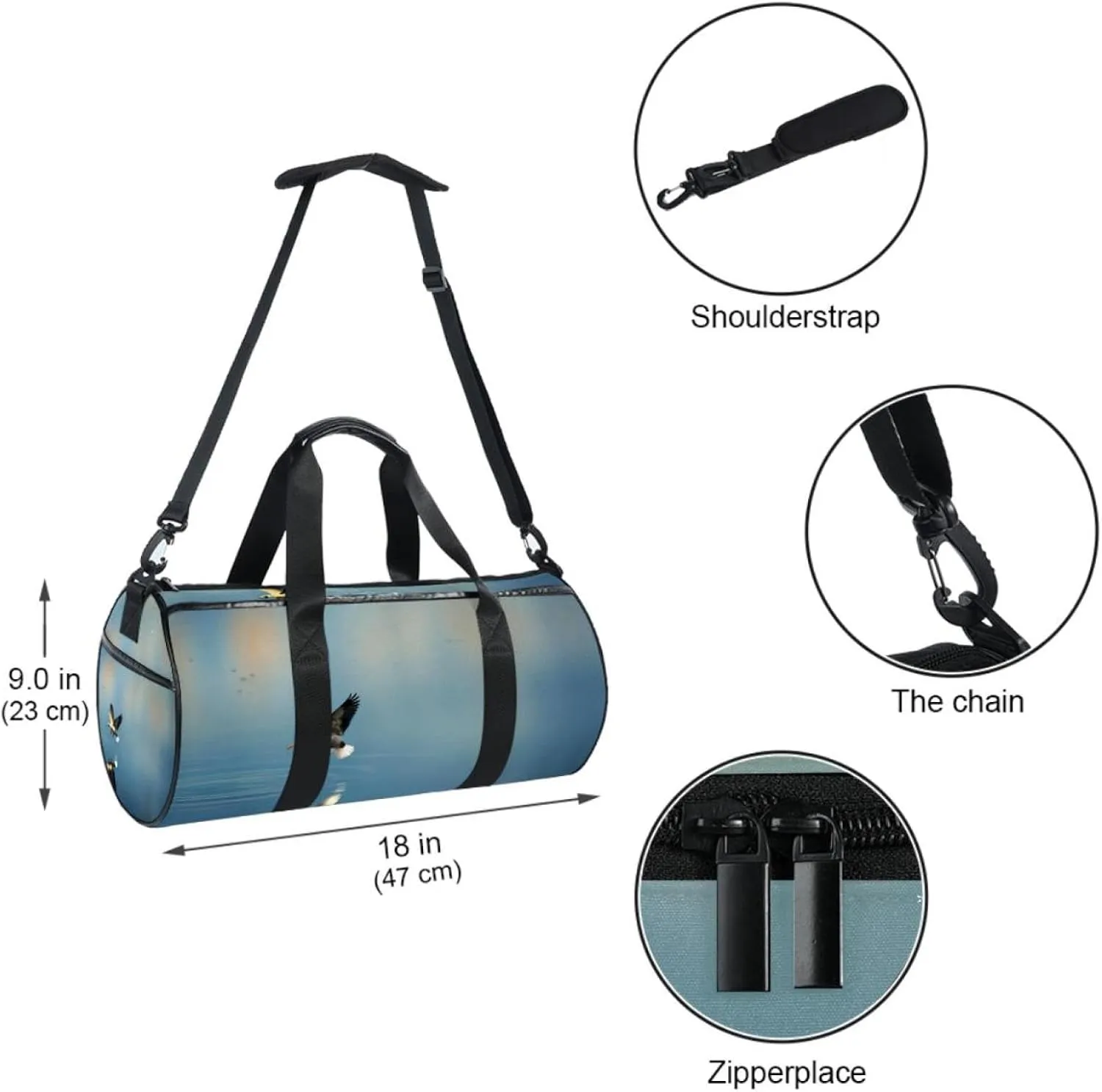 Gym Bag for Women,Small Gym Bag for Men,Crane Portrait,Overnight Bag