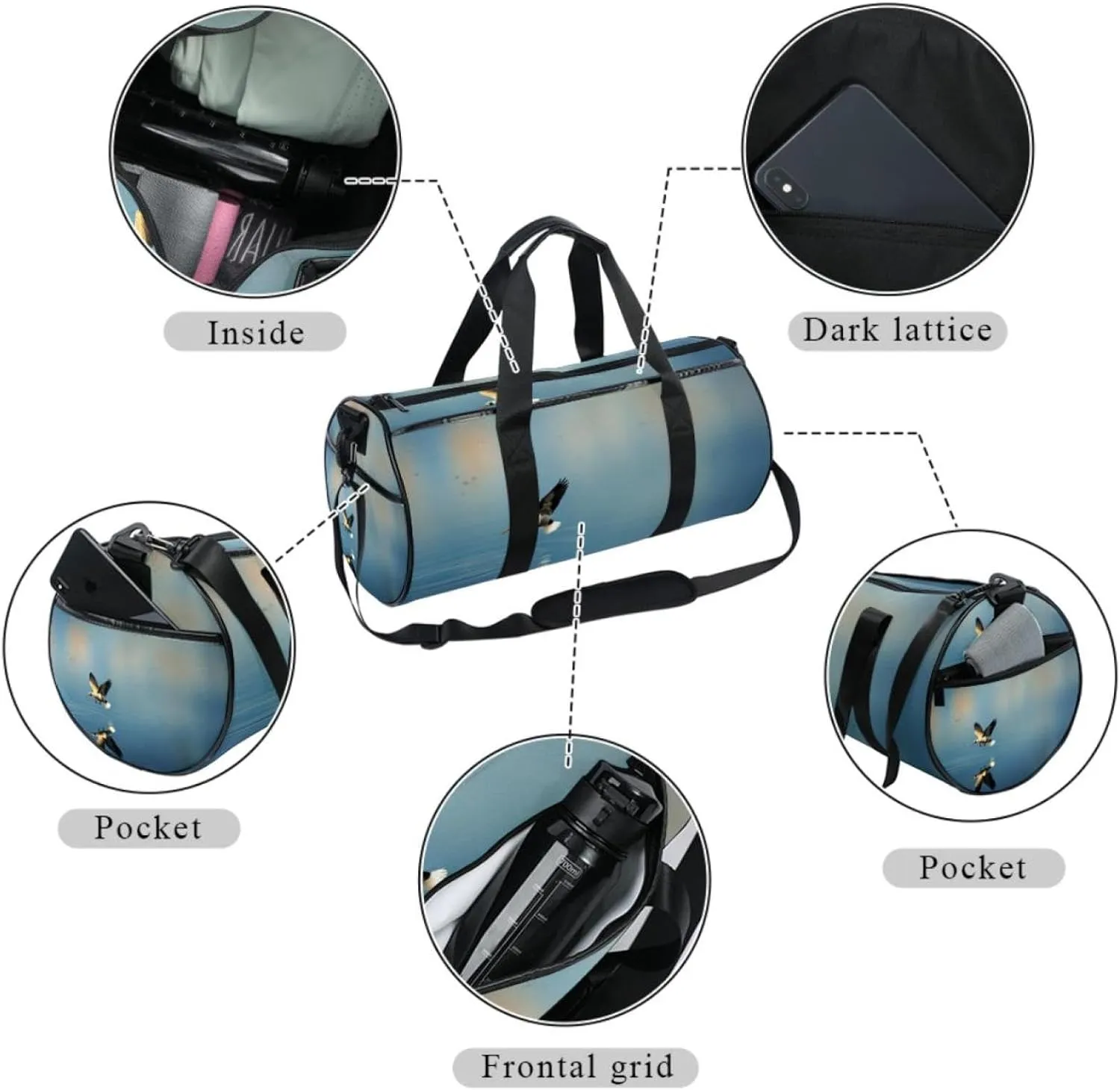 Gym Bag for Women,Small Gym Bag for Men,Crane Portrait,Overnight Bag