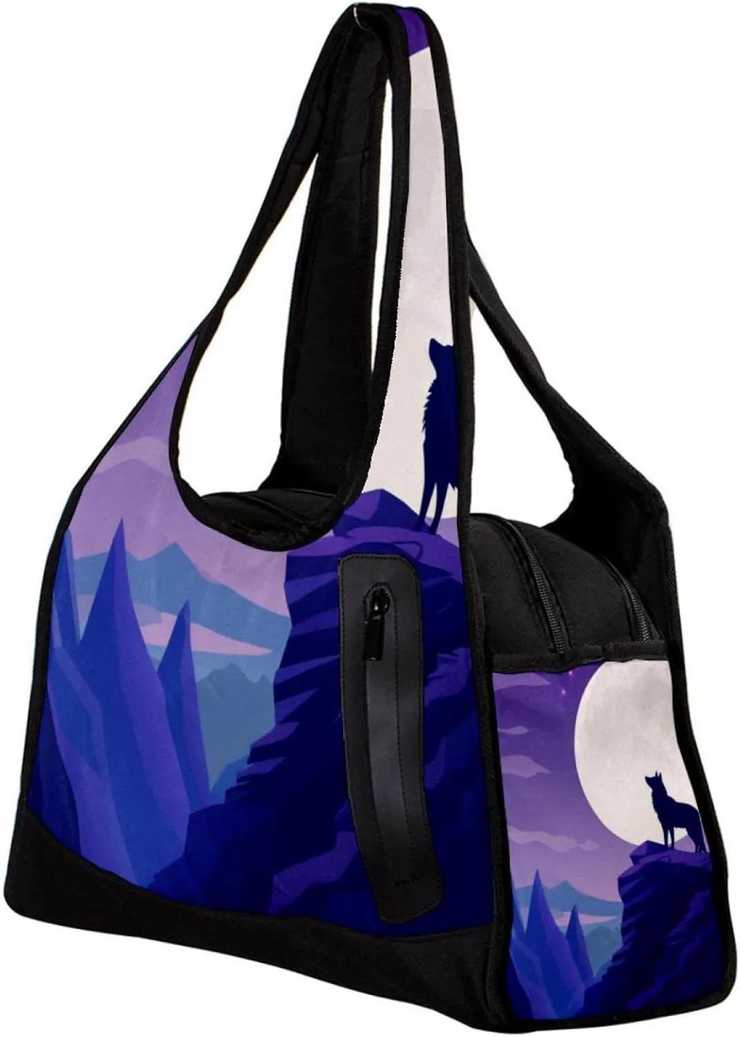 Gym Bag for Women,Small Gym Bag for Men,Wolf Night Moon,Overnight Bag